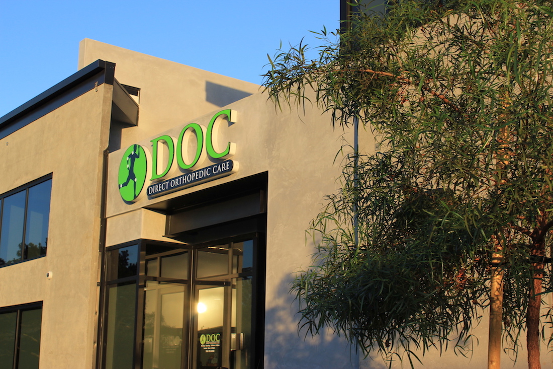 Direct Orthopaedic Care outdoor sign angled